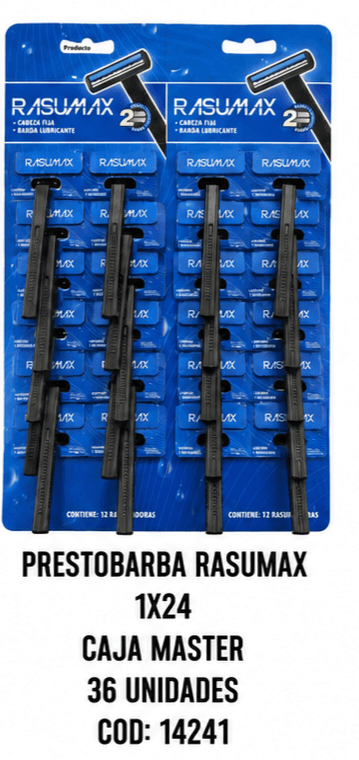 Prestobarba Rasumax 2 hojas, paquete de 24 unidades