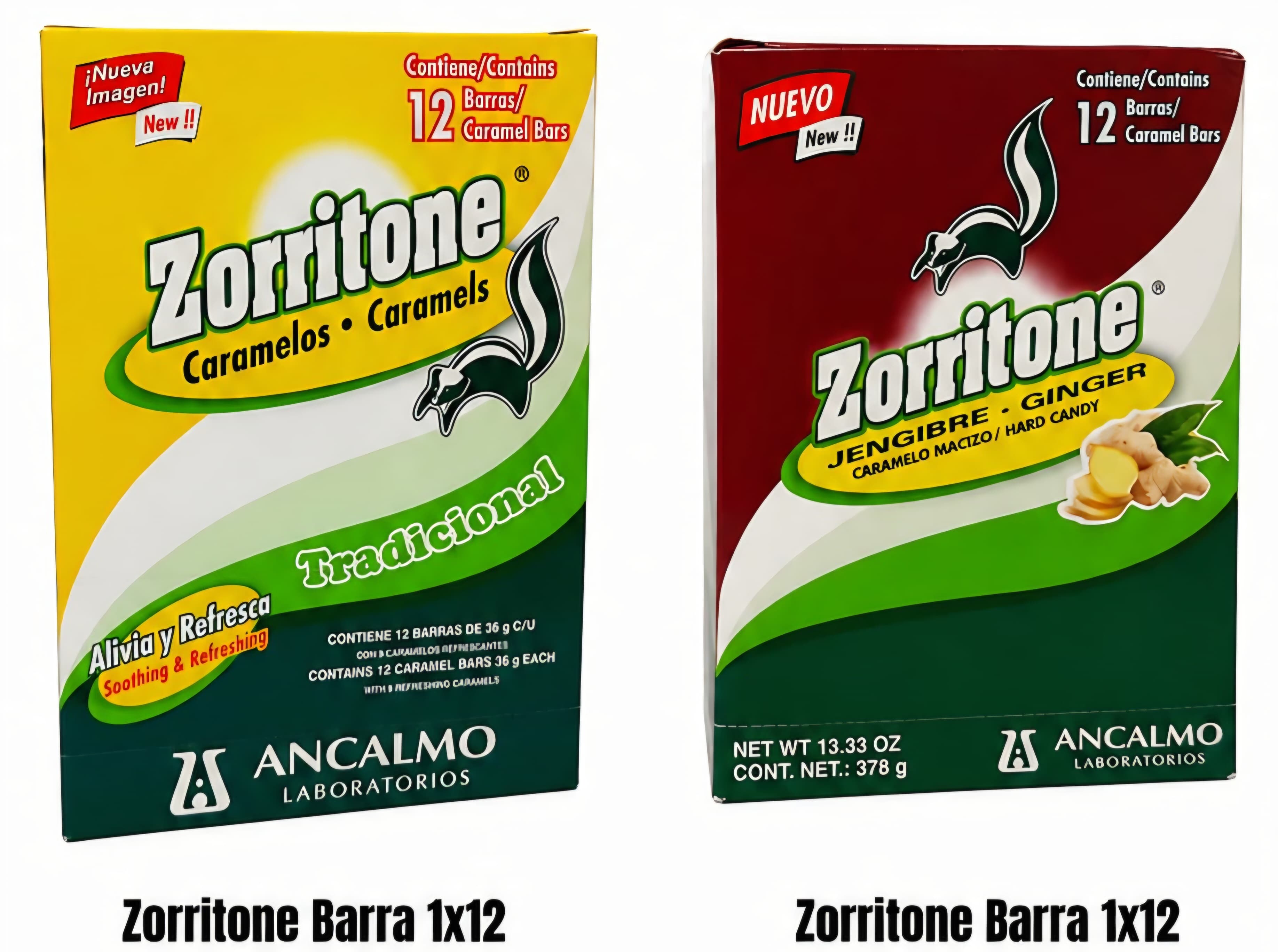 Zorritone barras de caramelos 1x12, Tradicional / Jengibre